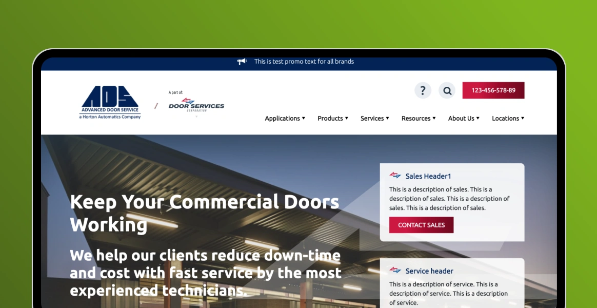 Integrated web and mobile solutions for doors services company