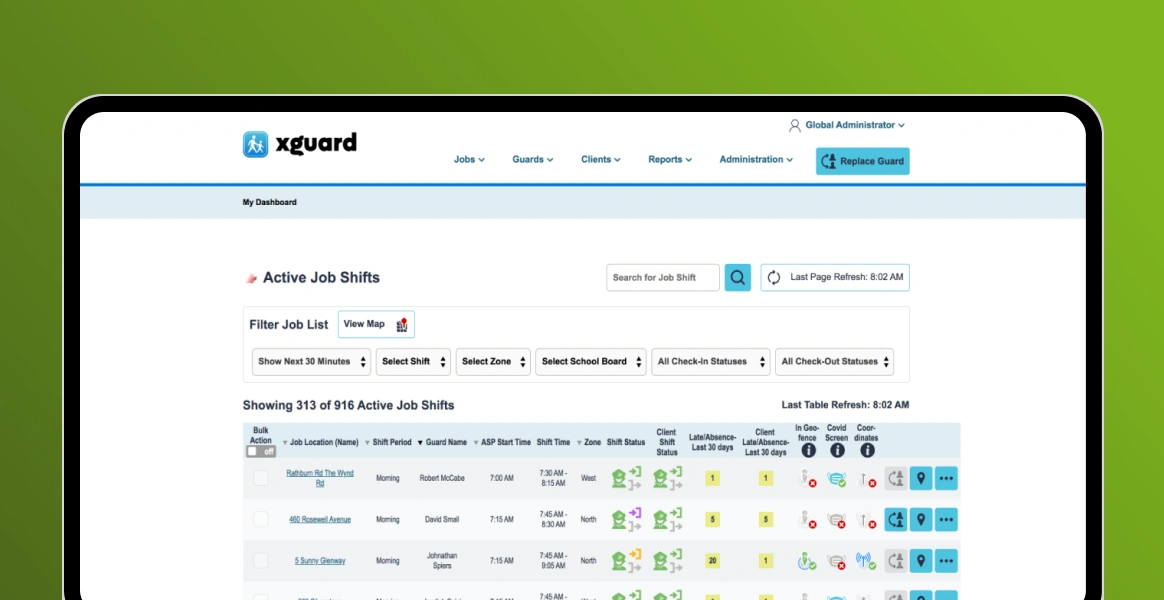 Development web dispatcher app to manage crossing guards