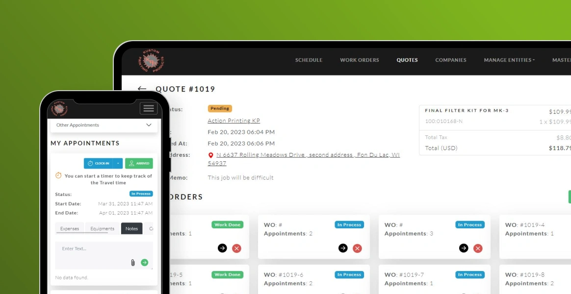 Custom order management system development for Kustom Printing